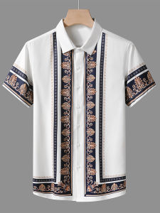 Áo Sơ Mi Nam Tay Ngắn in Họa Tiết Hoa Thời Trang Mùa Hè Chống Nắng UPF30+ Thường Ngày Dài Vừa Phải Cổ Vuông Một Nút