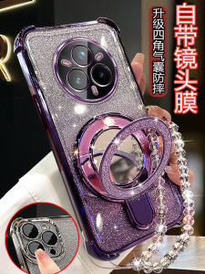 Luxurious Soft Silicone Phone Case for OPPO Realme 14Pro+ with Anti-Fall Airbag Full Lens Protection Electroplated Stand