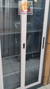(LEBIH TEBAL) KLIKFURNITURE Lemari Arsip Besi Filing Cabinet Besi 2 Pintu Sliding Kaca SMF 108