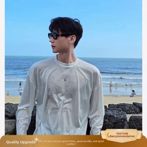 OUMULONG | Relax Sun Protection Summer Lightweight Breathable Cool Silk Long Sleeve T-Shirt