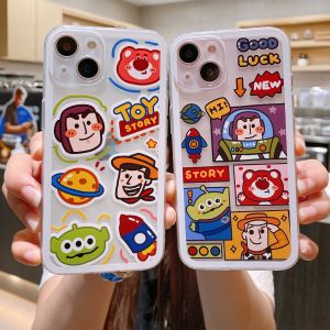 Cartoon Woody Buzz Lightyear Silicone Phone Case Transparent Anti-Fall Protection for Apple 13Promax iPhone 15Pro New Se3 Xsmax 8plus