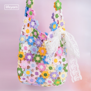 LIFEYARN | Bộ Vật Liệu Knitting Tự Làm 4 Dây Hoa Văn Bông Cotton Sữa Cacao