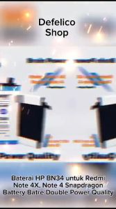 (DS) Baterai HP Xiaomi Redmi Note 4 SNAPDRAGON BN 43 Batre HP Xiomi Note 4x BN43 Batrai Original Ori Double Power CPU Octa-Core