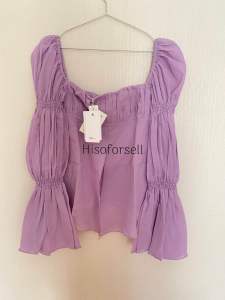 mitr ส่งต่อ เสื้อแขนตุ๊กตา เสื้อไปทะเล คาเฟ่ เสื้อแขนพอง ผ้าฝ้าย ของแท้