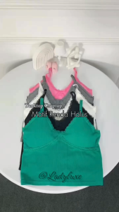 LadyLuxe - Tanktop Bra Renda Wanita Spaghetti Strap Crop Top V-Neck Slim Fit Kamisol Korea BR097