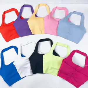 Áo croptop yếm nhún lưng thể thao nữ tập gym yoga pickleball kèm mút thun poly co giãn 4 chiều BINSPORTS A336