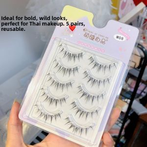 MENGJIESHANGPIN | 40-Piece Large Capacity Mixed Fake Eyelashes Womens Natural Simulation Easy To Use Thick Plastic Transparent Stem Artificial Fiber