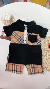 Bayi Anak laki laki Polo kemeja kotak kotak Celana pendek kasual Kapas Jas Baju Katun Pakaian Setelan