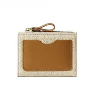 Fashionable Coin Purse Zipper Folded Color Block Card Holder Thin Simple Womens Short Wallet Compact Size PU Leather Wallet