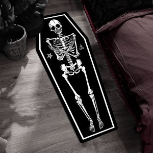 VIKAMA Gothic Style Skull Coffin Carpet Dark System Bedside Rug Personality Trend Home Halloween Theme Party Decoration