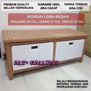 RAK 6 BUFFET LEMARI ROTAN SINTETIS MODEL MINIMALIS ANYAM RANGKA PUTIH