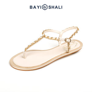 Summer Fashion Sandals Womens Large Size Fairy Style Flat Bottom Roman Strap Chain Beach Shoes Low Heel Slip-On Casual Sandals