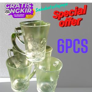 6pcs gelas kopi bahan kaca motif bunga/gelas kopi susu/cangkir mewah
