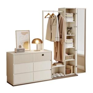 YANGYING | Floor Standing Wardrobe Rack with Dressing Mirror and Dressing Table for Small Bedroom