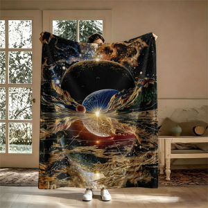 BILIBILI | Cosmic Planet Landscape Flannel Blanket Perfect for Sofa Office Bed Travel Sleep Read Relax Camping Four Season Use