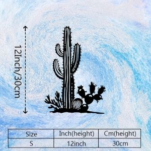 CIFbuy | CIFBUY Metal Wall Art Iron Cactus Decor Heavy-Duty Desert Southwest Black Indoor Outdoor 20in Home Garden Decorative Ornament