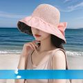 Womens UV Protection Foldable Black Glue Fishing Cap Face Covering Beach Big Brim Sunshade Hat Casual Style All Season Use. 