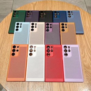 Mesh Heat Dissipation Breathable PC Case For Samsung S25 S24 S23 S22 S21 Plus Note 10 20 Ultra S20FE Ultra Thin Matte Hard Cover