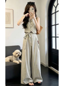 SUSIEYUAN | Trendy 2026 New Summer Set Vest Wide Leg Trousers