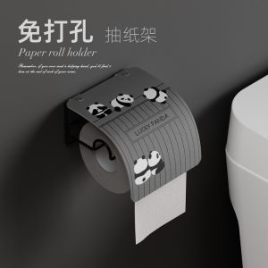 Cute Giant Panda Toilet Paper Roll Holder Roll Holder Punch-Free Paper Holder Tissue Rack Toilet Wall Hanging