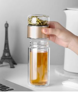 350ML Tea Water Bottle High Borosilicate Glass Double Layer Tea Water Cup Infuser Tumbler Drinkware Water Bottle With Tea Filter