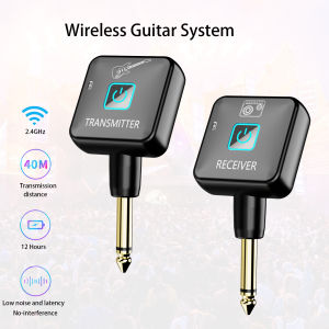 Wireless Guitar System 2.4GHz Wireless Guitar Transmitter Receiver 4 Signal Channel for Guitar Bass Electric Instruments