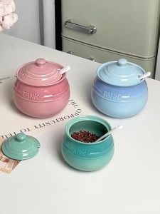Hũ Sứ Đựng Mỡ Liễn Đựng Gia Vị 1200ml TANK Kèm Thìa Tiện Lợi