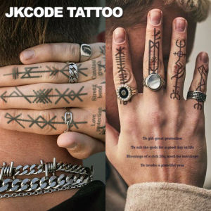 2 Pack Waterproof Viking tattoo Semi-permanent TattoosHands Triangle Temporary TattoosFinger TattoosLasts 1-2 Weeks