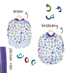 Bergo Printing Anak Motif Hijaiyah / Hijab Instan Anak