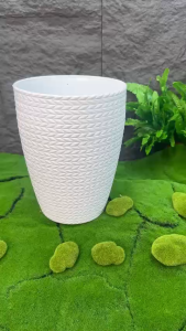 Bộ 02 chậu bông lúa 33x41cm màu trắng  chất liệu nhựa dày đẹp thiết kế kiểu bông lúa rất đẹp sang trọng và trang nhã trồng hoa kiểng cây ăn trái...