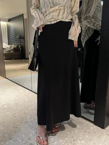 Slimming High Waist Fish Tail Skirt Black Womens Fashion Spring New Style Versatile Mid-Length Polyester Blend Skirt