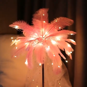 Feather lamp/Sleep lamp/Decorative desk lamp/Modern bedside lamp/Night lamp/Girls birthday gift