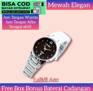 COD JAM TANGAN WANITA ALBA TALI RANTAI MEWAH TANGGAL AKTIF ELEGAN RANTAI HALUS NYAMAN DIPAKAI