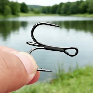 Strong Treble Hooks Spinpoler High Carbon Steel Black Nickel Needle Point Wide Gap Forged Fish Hook For Bass Trout Pike Fishing