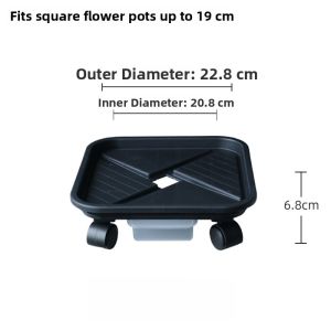 Square Four Groove Mobile Tray Flower Pot Base Tray with Storage Water Box Flower Tray Pad Base with Universal Wheel Tray