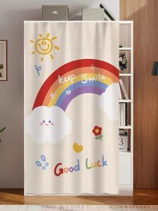 Khăn Che Tủ Quần Áo Không Cánh Cửa Ngăn Bụi Bẩn Kệ Để Đồ Kệ Treo Vải Miếng Dán Ma Thuật Tr�t Đường Ray Trượt