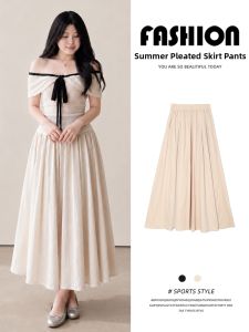 YAYANGREN | High Waist A-Line Skirt Pants Slimming Flowy Ice Silk Plus Size 2026 Summer New