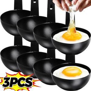 3ชิ้นจานไข่อบไอน้ำความคิดสร้างสรรค์สแตนเลสแม่พิมพ์ทอดไข่ไข่ต้มห้องครัวด้ามจับยาวที่ไม่ใช่แม่พิมพ์พร้อมอุปกรณ์ปรุงไข่วงเล็บ