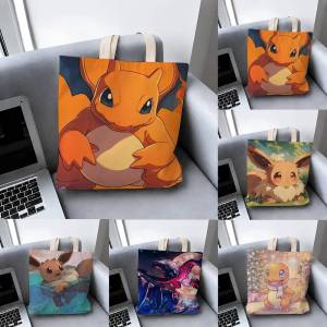 Bandai | Pokemon Elite Four Storage Bags Tote Bag Travel Summer Beach Shoulder Bag Reusable Grocery Shopping Bag Anime Artwork