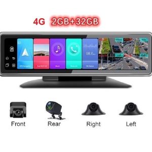 T88 12 Inch Dashboard WiFi Android 4 channel 4G Car 360 degree camera Rearview mirror Dash Cam Fleet Management with GPS CMSV HD 720P Video Recorder