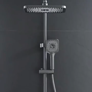 Temperature Control Display Shower Sets 4 In 1 Square Brass Body Bathroom Shower System with Rain Shower Head & High Pressure Sprayer
