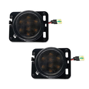 2pcs Car 12V LED Fender Turn Signal Side Marker Light Lamp Fit for Jeep Wrangler JK Amber Turn Signal Parking Lights 2007-2017