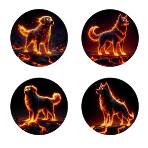 4 dog-printed coasters suitable for daily family gathering decoration kitchens offices and anti-slip wooden coasters