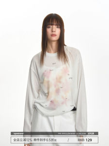 TGNS Loose Long Sleeve T-Shirt Womens Casual Style Lightweight Thin Letter Print Top for Autumn Spring Season Polyester Fabric