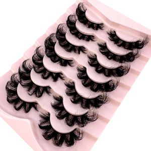 AMSDCN 7 Pairs Natural Russian Strip Lashes Fluffy Mink Lashes 3D False Eyelashes Russian Volume Eyelashes Fluffy Strip Fake Eye