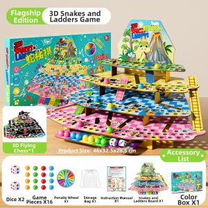 HUANGEN | 3D Educational Snake and Ladders Flying Chess Game for Boys Girls Family Interaction