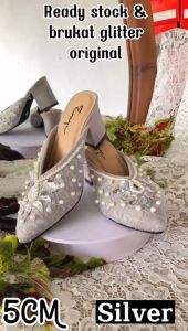 EMYE Sepatu Pengantin Kondangan Wanita Brukat Payet 7 & 5cm Aster