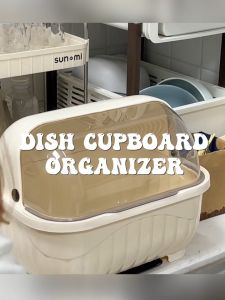 Elegant PP Plastic Kitchen Dish Rack with Top Ventilation Hole and Transparent Lid - Large Capacity Dust & Insect Proof