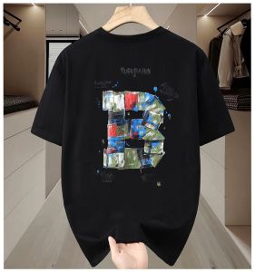 【4XL-11XL】180KG Can Wear Large Big Plus Size Oversize 70%Cotton Mercerized Cotton Mens Print Short Sleeve T-Shirt High Quality Elasticity Soft Comfortable Fashion Loose Casual Cool Summer