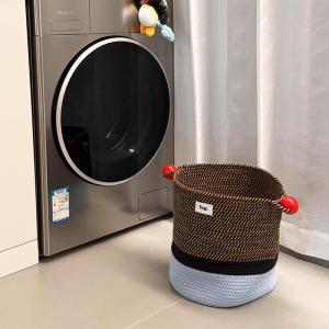 Color Block Wooden Ball Japanese Cotton Handcrafted Storage Basket